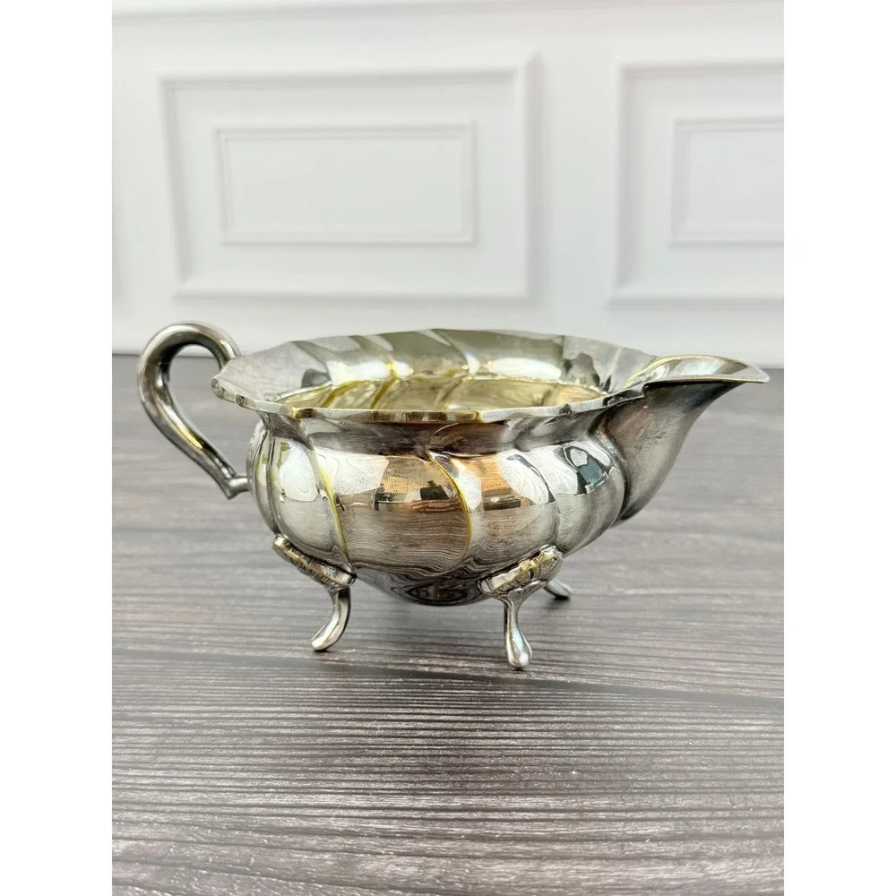 VTG Atkins Brothers Silverplate Footed Creamer Dish 